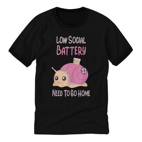 Low Social Battery Cute Snail With House Introvert Cozy Home Unisex Cotton Ringer T-Shirt - Raresse