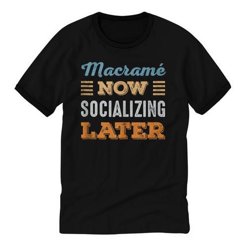 Macramé Now Minimal Socializing Introvert Vintage Unisex Cotton Ringer T-Shirt - Raresse