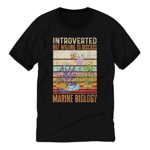 Marine Biology Ocean Introvert Marine Biologist Unisex Cotton Ringer T-Shirt - Raresse