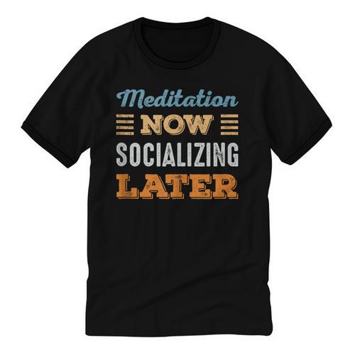 Meditation Now Minimal Socializing Introvert Vintage Unisex Cotton Ringer T-Shirt - Raresse