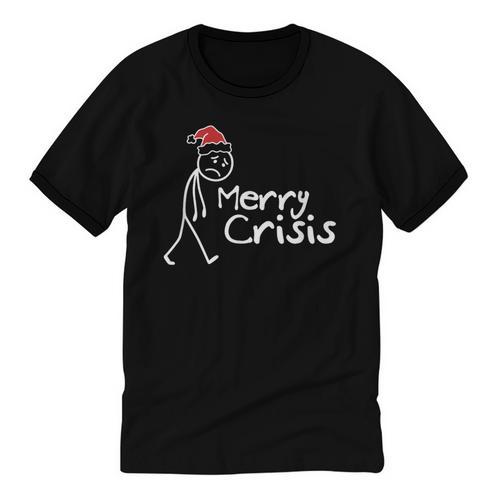 Merry Crisis Christmas Introvert Unisex Cotton Ringer T-Shirt - Raresse