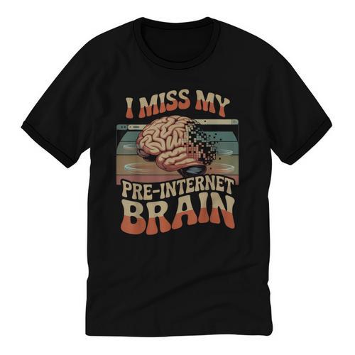I Miss My Pre-Internet Brain Digital Nostalgia Retro Unisex Cotton Ringer T-Shirt - Figerry