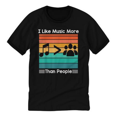I Like Music More Than People Introvert Saying Quote Unisex Cotton Ringer T-Shirt - Raresse