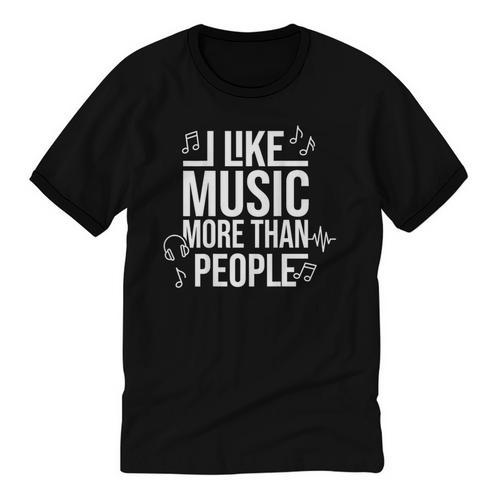 I Like Music More Than People Music Lover & Introvert Unisex Cotton Ringer T-Shirt - Raresse
