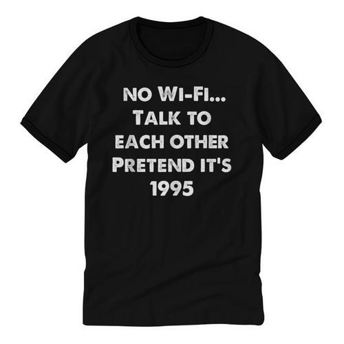No WiFi Talk To Each Other – Retro 90s Nostalgia Unisex Cotton Ringer T-Shirt - Figerry
