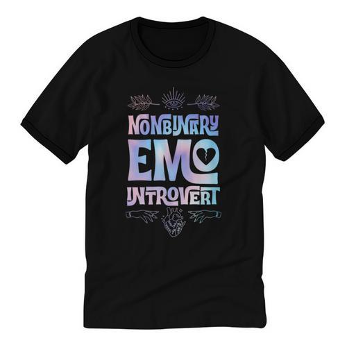 Nonbinary Emo Introvert Pride Trendy Mystic Teen Goth Style Unisex Cotton Ringer T-Shirt - Raresse