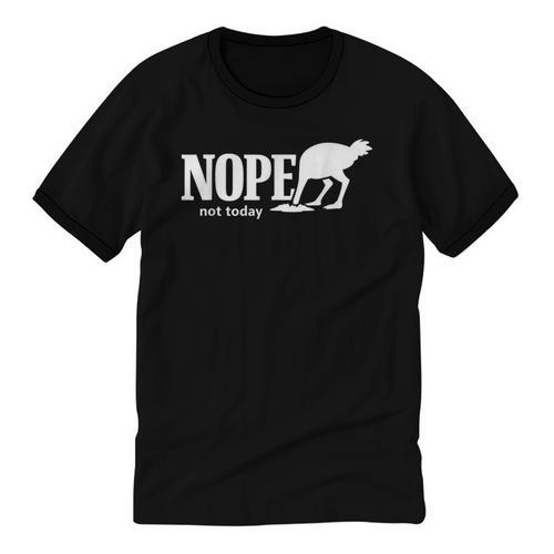Nope Not Today Ostrich Sarcastic Introvert Humor Unisex Cotton Ringer T-Shirt - Raresse