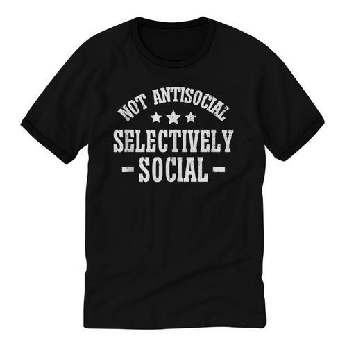 Not Antisocial Selectively Social Introvert Unisex Cotton Ringer T-Shirt - Raresse