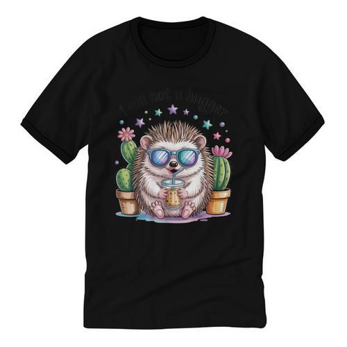 I Am Not a Hugger Introvert Hedgehog With Cactus Unisex Cotton Ringer T-Shirt - Raresse