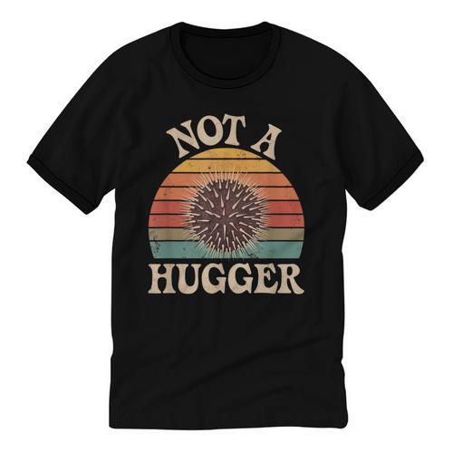 Not A Hugger Retro Sea Urchin Sarcastic Introvert Unisex Cotton Ringer T-Shirt - Raresse