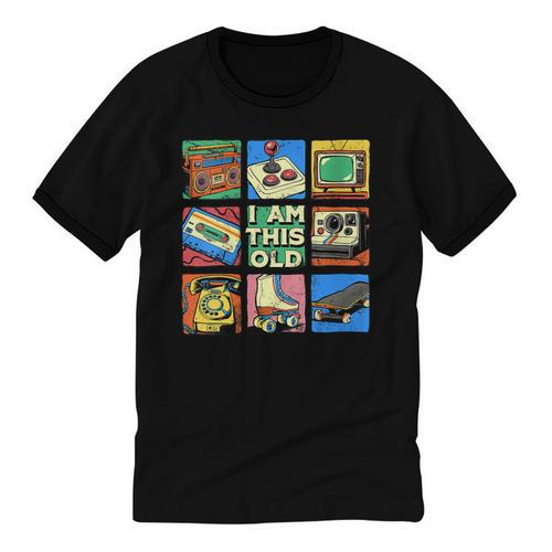 I Am This Old Retro Vintage Nostalgia 80s 90s Cassette Tape Unisex Cotton Ringer T-Shirt - Figerry