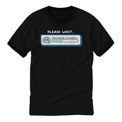 Overthinking In Progress Introvert Please Wait Unisex Cotton Ringer T-Shirt - Raresse