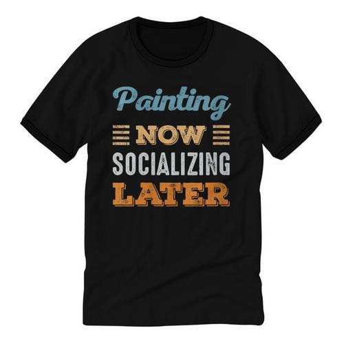 Painting Now Minimal Socializing Introvert Vintage Unisex Cotton Ringer T-Shirt - Raresse