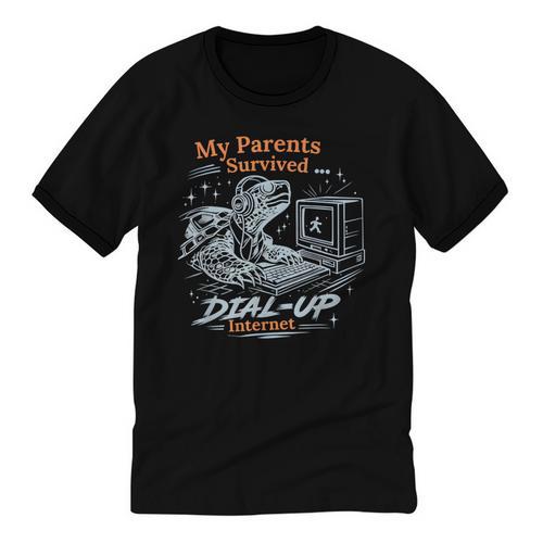 My Parents Survived Dial Up Internet Nostalgia Turtle Unisex Cotton Ringer T-Shirt - Figerry