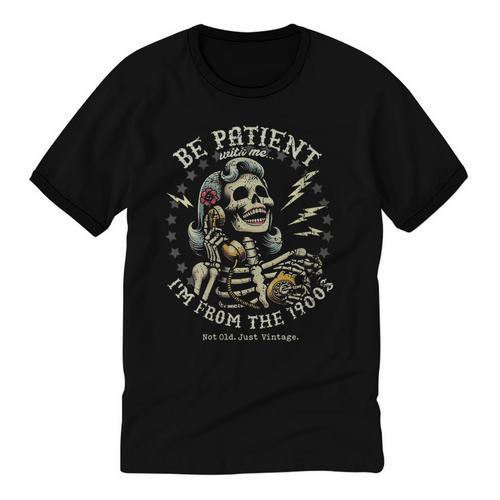 Be Patient With Me I'm From The 1900s Skeleton Women Unisex Cotton Ringer T-Shirt - Figerry