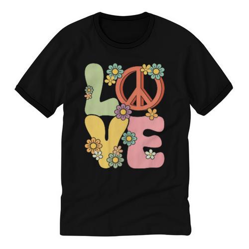 Peace Sign Love Groovy Vibes Costume Nostalgia 1980s Fashion Unisex Cotton Ringer T-Shirt - Figerry
