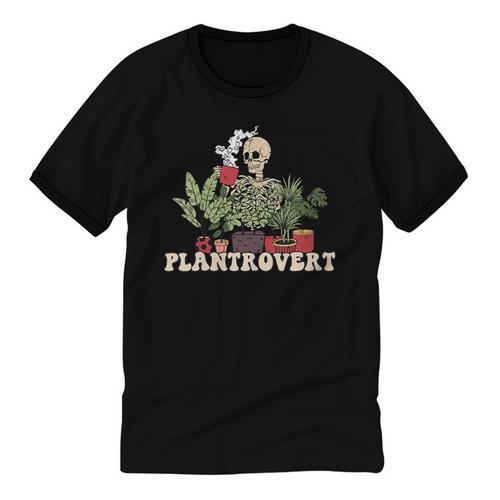 Plant Coffee Love Plantrovert Gardening Introvert Mom Unisex Cotton Ringer T-Shirt - Raresse
