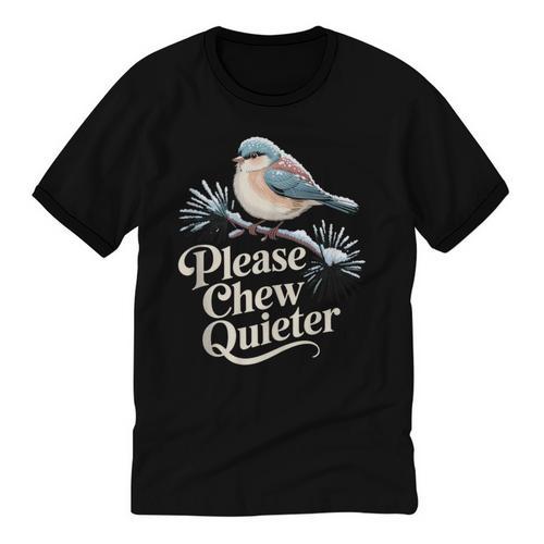 Please Chew Quieter Introvert Christmas Bird Lover Unisex Cotton Ringer T-Shirt - Raresse