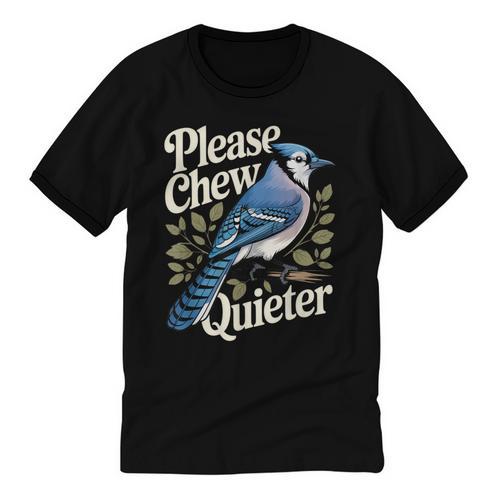 Please Chew Quieter Introvert Christmas Bird Watcher Unisex Cotton Ringer T-Shirt - Raresse