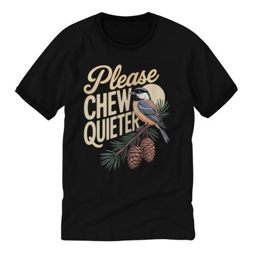 Please Chew Quieter Introverts Casual Everyday Unisex Cotton Ringer T-Shirt - Raresse