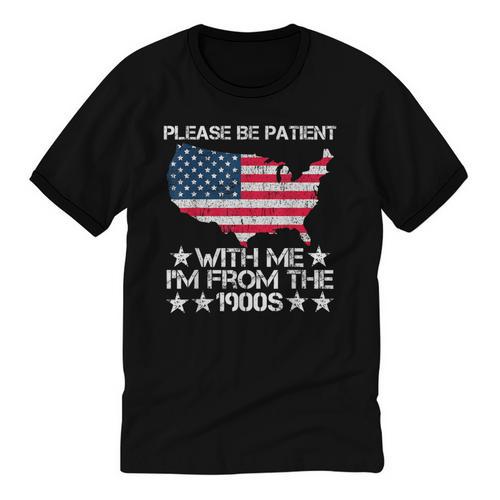 Please Be Patient With Me I'm From The 1900s American Flag Unisex Cotton Ringer T-Shirt - Figerry