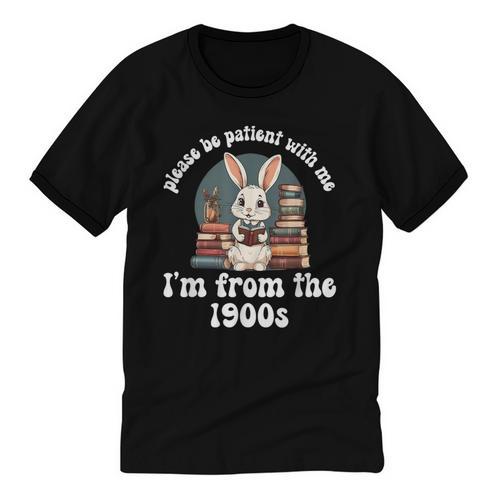 Please Be Patient With Me I'm From The 1900s Bunny 90s Unisex Cotton Ringer T-Shirt - Figerry