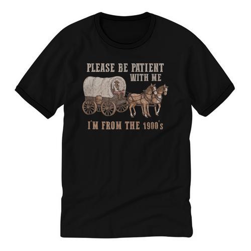 PLEASE BE PATIENT WITH ME I'M FROM THE 1900s Clever Unisex Cotton Ringer T-Shirt - Figerry