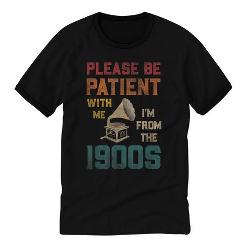 Please Be Patient With Me I'm From The 1900s Cool Gramophone Unisex Cotton Ringer T-Shirt - Figerry