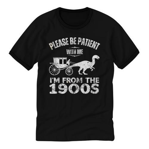 Please Be Patient With Me I'm From The 1900s Dinosaur Unisex Cotton Ringer T-Shirt - Figerry