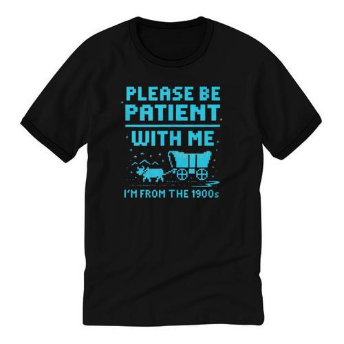 Please Be Patient With Me I'm From The 1900s Pixel Wagon Unisex Cotton Ringer T-Shirt - Figerry