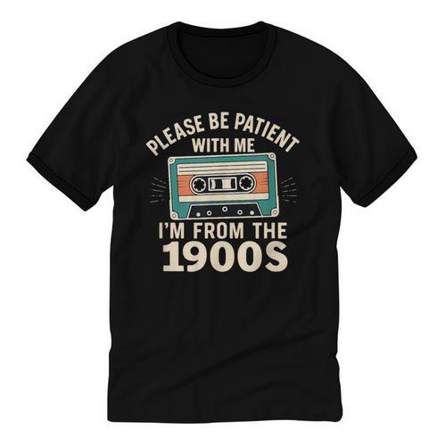 Please Patient I'm From The 1900s Retro Cassette Humor Unisex Cotton Ringer T-Shirt - Figerry