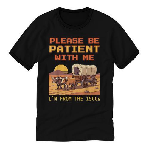 Please Be Patient I'm From The 1900s Retro Pixel Art Unisex Cotton Ringer T-Shirt - Figerry