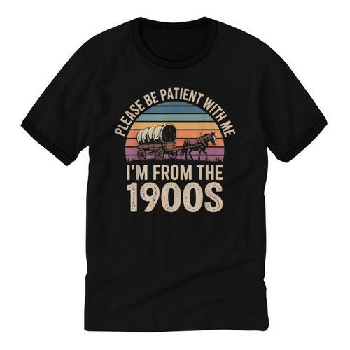 Please Be Patient With My I'm From The 1900s Retro Vintage Unisex Cotton Ringer T-Shirt - Figerry