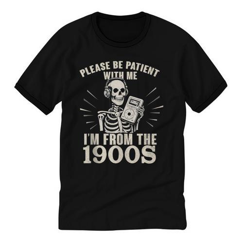Please Be Patient With Me I'm From The 1900s Skeleton Unisex Cotton Ringer T-Shirt - Figerry
