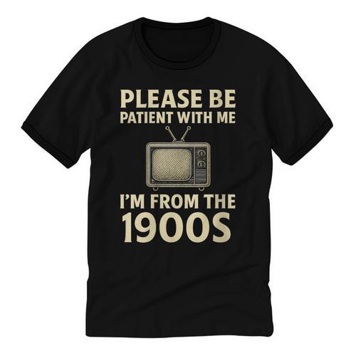 Please Be Patient With Me I'm From The 1900s Television Set Unisex Cotton Ringer T-Shirt - Figerry