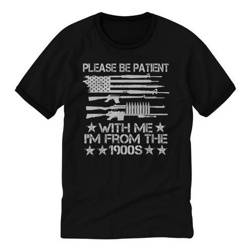 Please Be Patient With Me I'm From The 1900s USA Flag Guns Unisex Cotton Ringer T-Shirt - Figerry