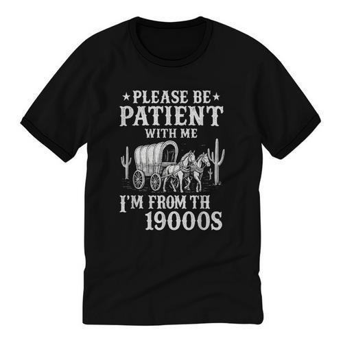 Please Be Patient I'm From The 1900s Western Wagon Unisex Cotton Ringer T-Shirt - Figerry