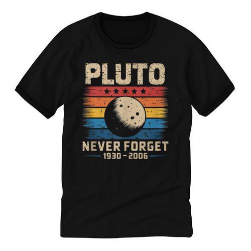 Pluto Never Forget Space Nostalgia Astronomy Humor Unisex Cotton Ringer T-Shirt - Figerry