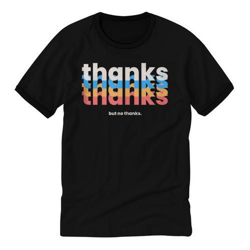 Polite Introvert Thanks But No Thanks Retro Graphic Unisex Cotton Ringer T-Shirt - Raresse
