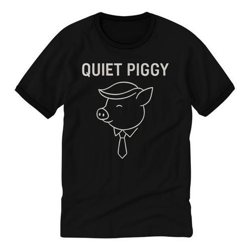 Quiet Piggy Introvert Media Humor Minimalist Line Art Unisex Cotton Ringer T-Shirt - Raresse
