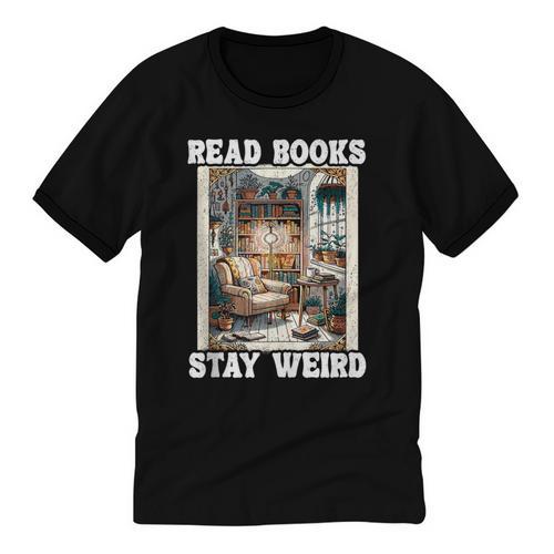 Read Books Stay Weird Book Lover Introvert Book Unisex Cotton Ringer T-Shirt - Raresse