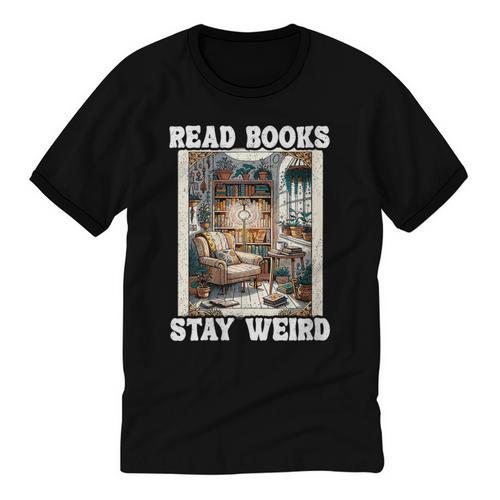 Read Books Stay Weird Book Lover Introvert Book Unisex Cotton Ringer T-Shirt - Raresse