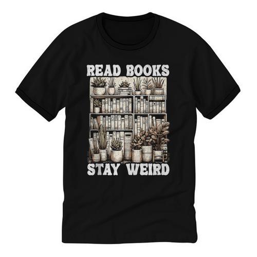 Read Books Stay Weird Introvert Book Lover Book Unisex Cotton Ringer T-Shirt - Raresse