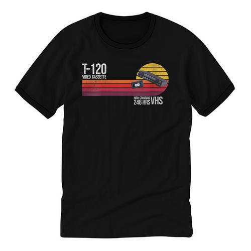 Retro 80's 90's Music Nostalgia Video Cassette Tape VHS Unisex Cotton Ringer T-Shirt - Figerry