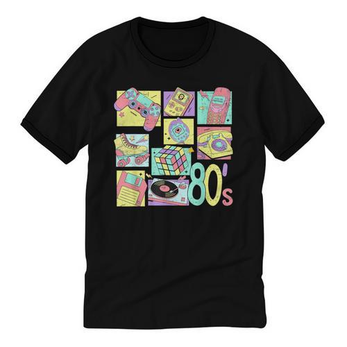 Retro 80s Nostalgia 1980s Throwback Party Costume Unisex Cotton Ringer T-Shirt - Figerry
