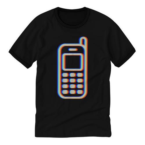Retro Cell Vintage Mobile Phone 90s Nostalgia Vaporwave Fun Unisex Cotton Ringer T-Shirt - Figerry