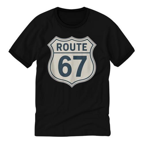 Retro Route 67 Highway Sign Vintage Road Nostalgia Unisex Cotton Ringer T-Shirt - Figerry