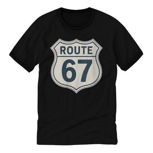 Retro Route 67 Highway Sign Vintage Road Nostalgia Unisex Cotton Ringer T-Shirt - Figerry