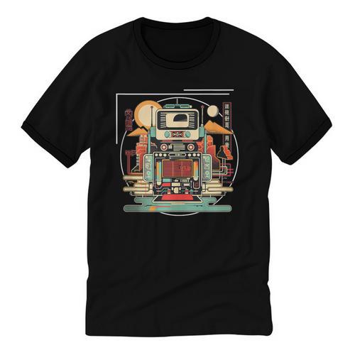 Retro Tech Stack 80s 90s Nostalgia Analog Devices Unisex Cotton Ringer T-Shirt - Figerry