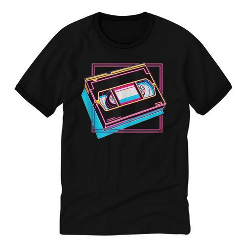 Retro VHS Vaporwave Video Cassette Nostalgia Geek Chic Unisex Cotton Ringer T-Shirt - Figerry